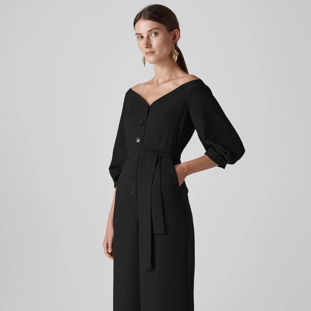 Whistles Black Carina Off-Shoulder Jumpsuit